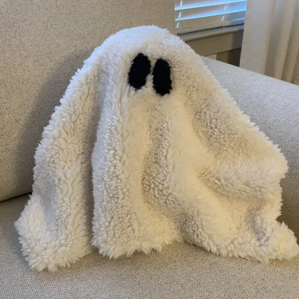 Set of 2 Pottery Barn Gus & Ms Gus the Ghost & Halloween Decor Pillows